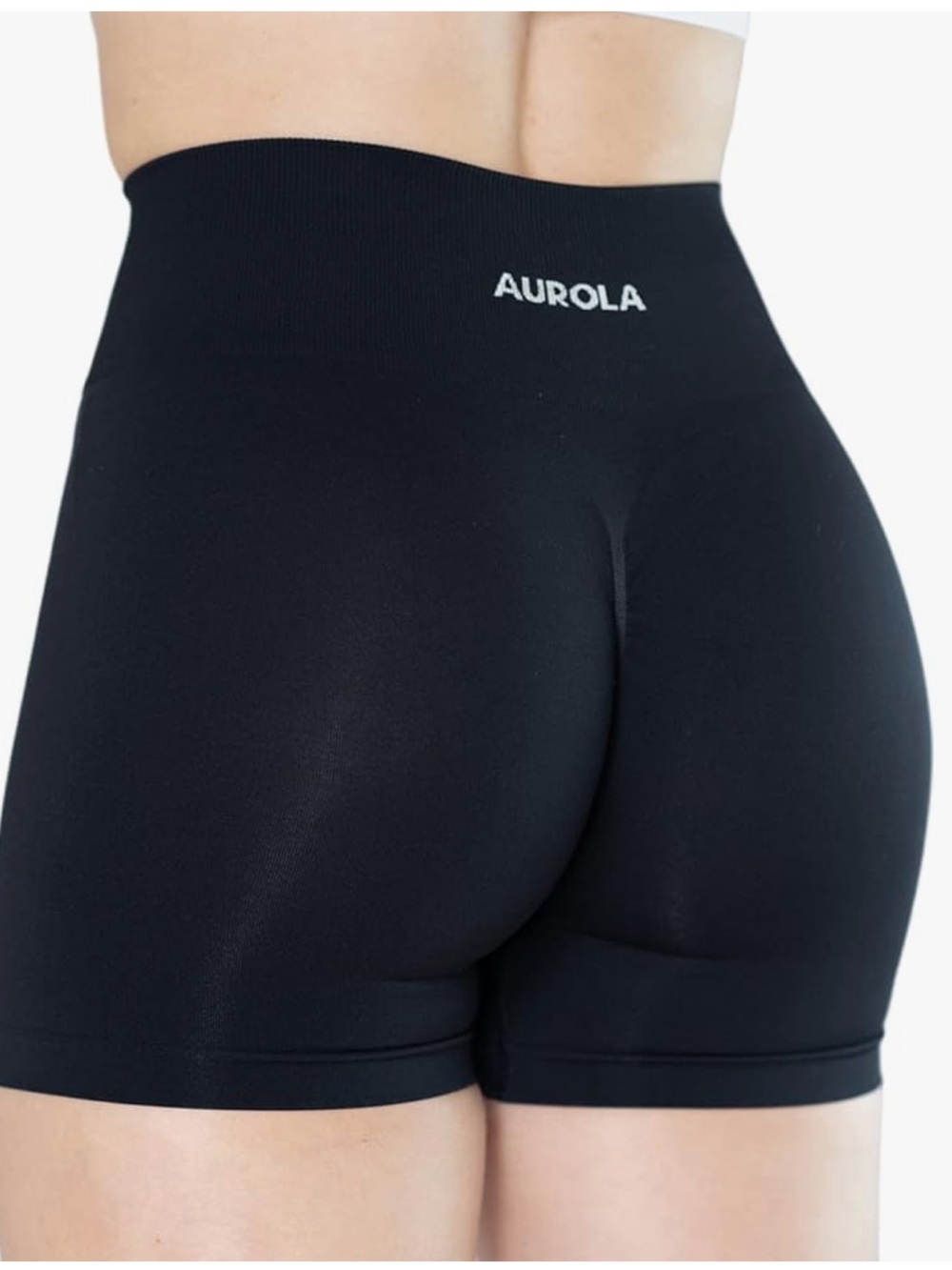 AUROLA Dream High-Waist Seamless Bike Shorts in Dark Black